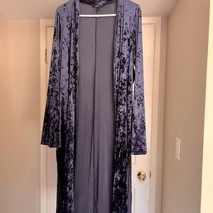 Midnight blue crushed velvet long cardigan! 2XL